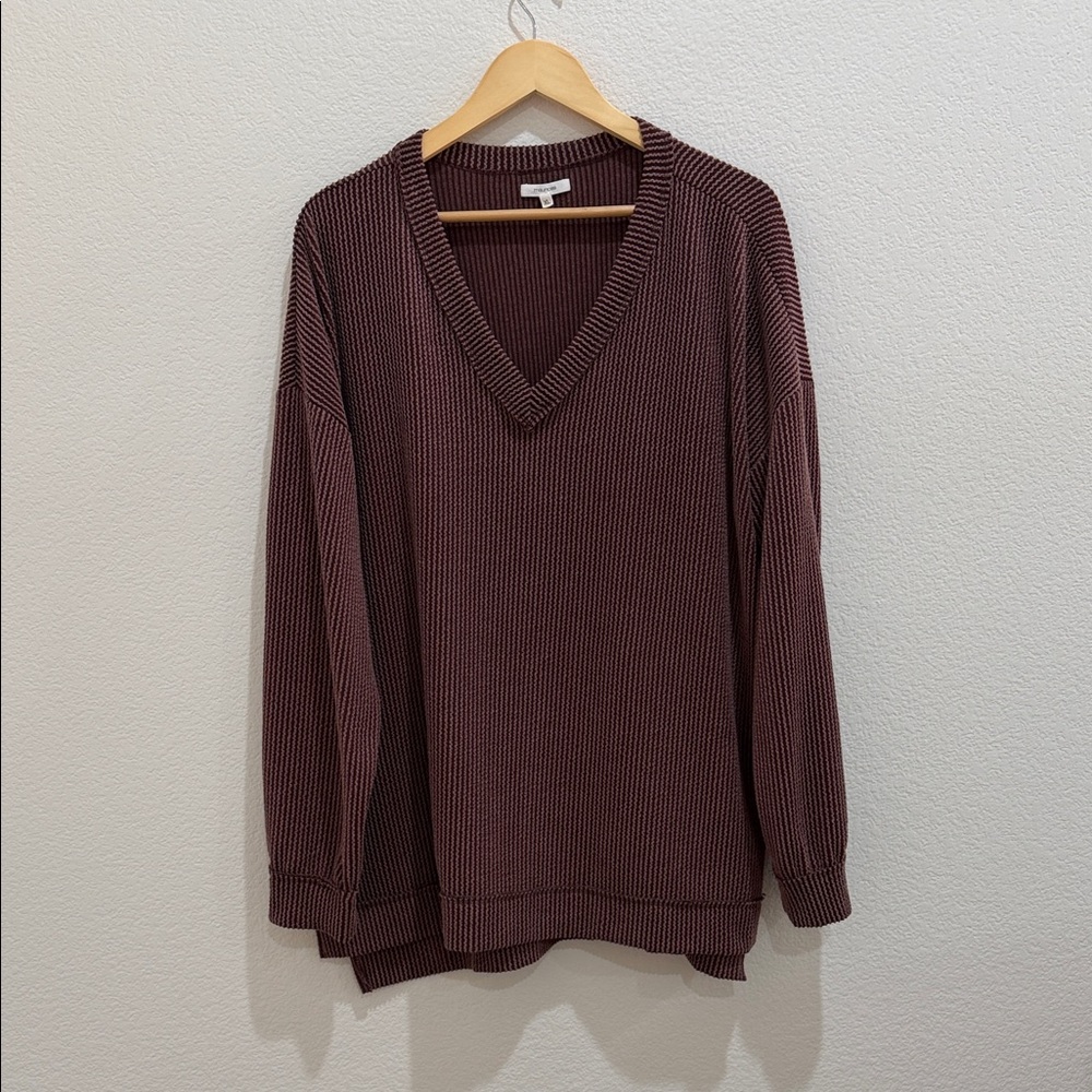 Burgundy oversized V-Neck Sweater
